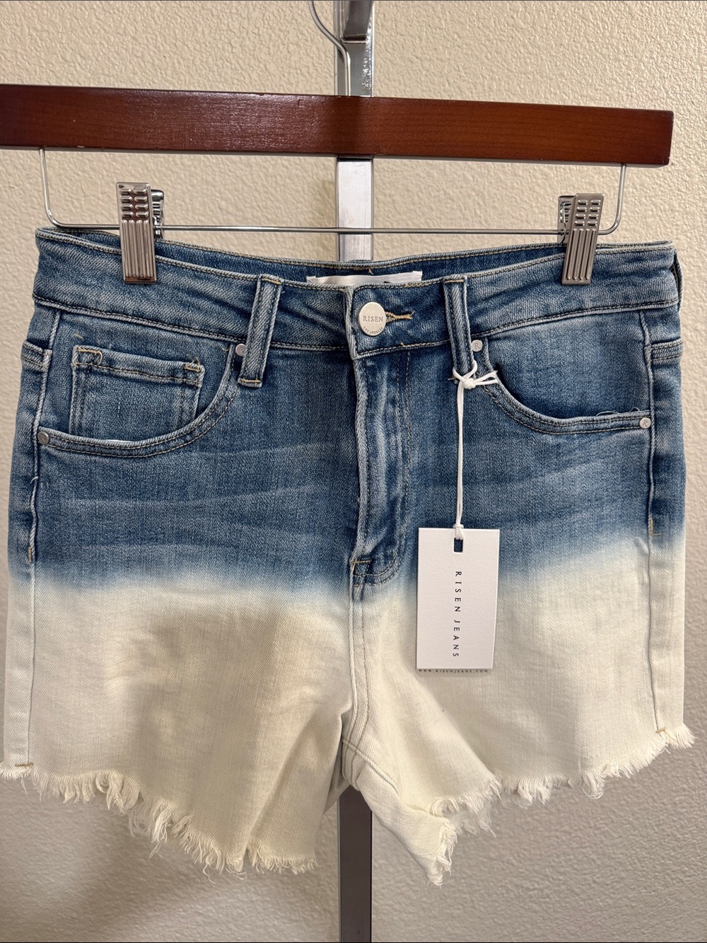 Risen Blue to White Denim Shorts